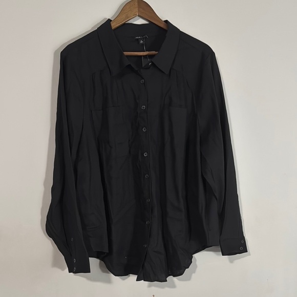 Torrid Black Linen Button Down Shirt - Picture 1 of 8